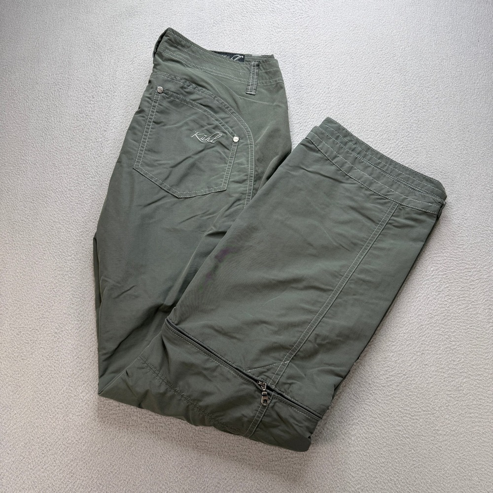 Kuhl Mountain Culture Convertible Hiking Pants Women 10 Green Nylon Cotton Blend